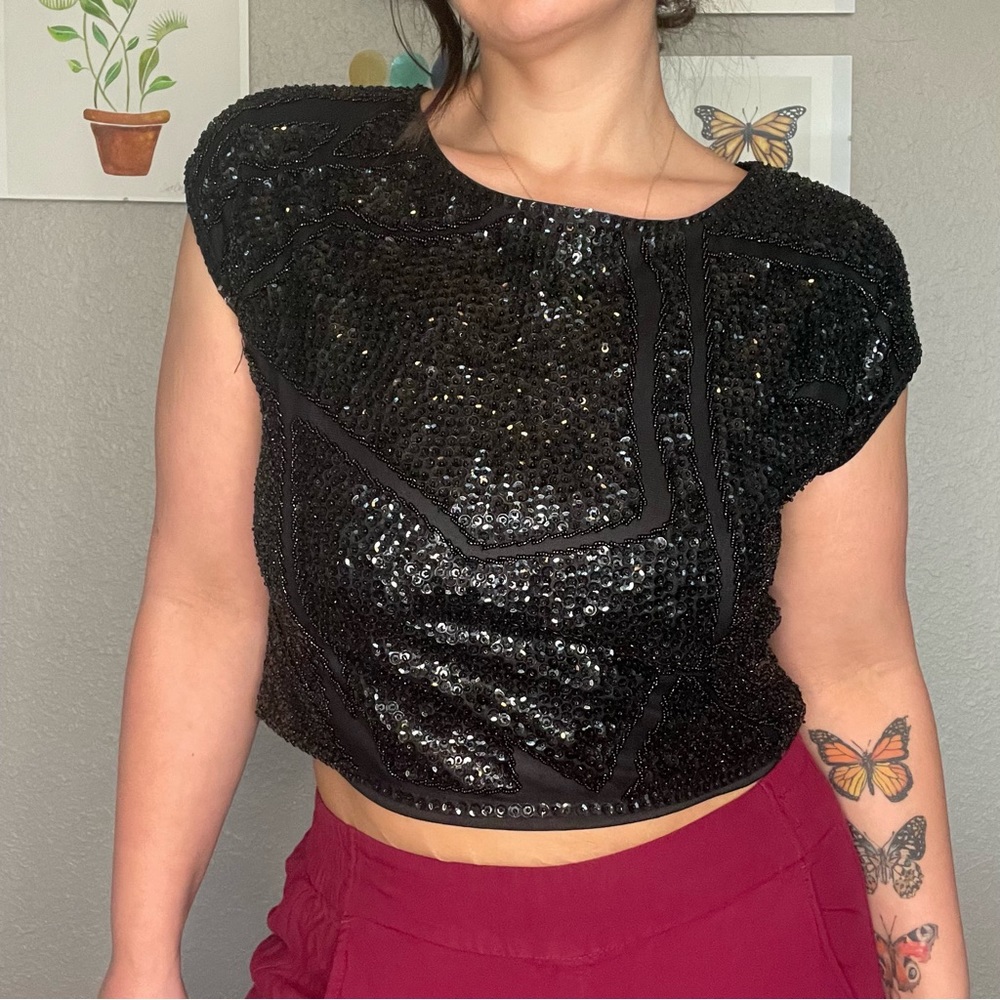 Rustan’s Filipiniana Formal Beaded Crop Top size 8